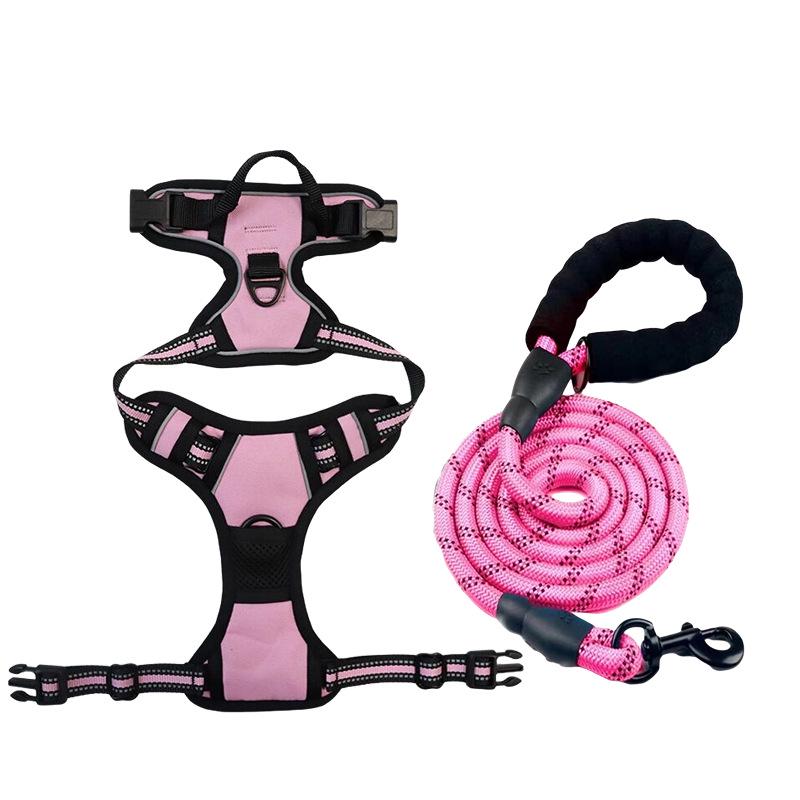 Dog Nylon Chest Harness and Leash for Large Pets