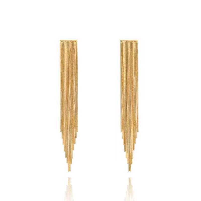 Chic and Versatile Tassel Chain Earrings for Women - Trendy European & American Style