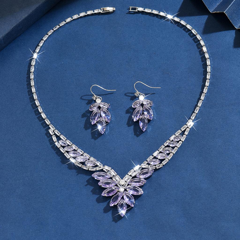 Women Party Wedding Dress Necklace Earrings Two-piece Jewelry Accessories