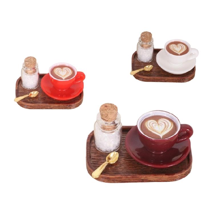 Miniature English Coffee Cup Party Accessories Alloy Coffee Cup Set Pretend Play Detail Dollhouses Decors 3 Set