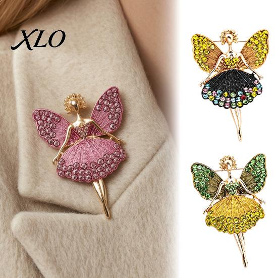 Shirt Accessory Sparkling Rhinstone Ballet Fairy Brooch, Winged Dancer Girl Alloy Lapel Metal Bag Pin Pin, Women Jewelry Accessories for Suit