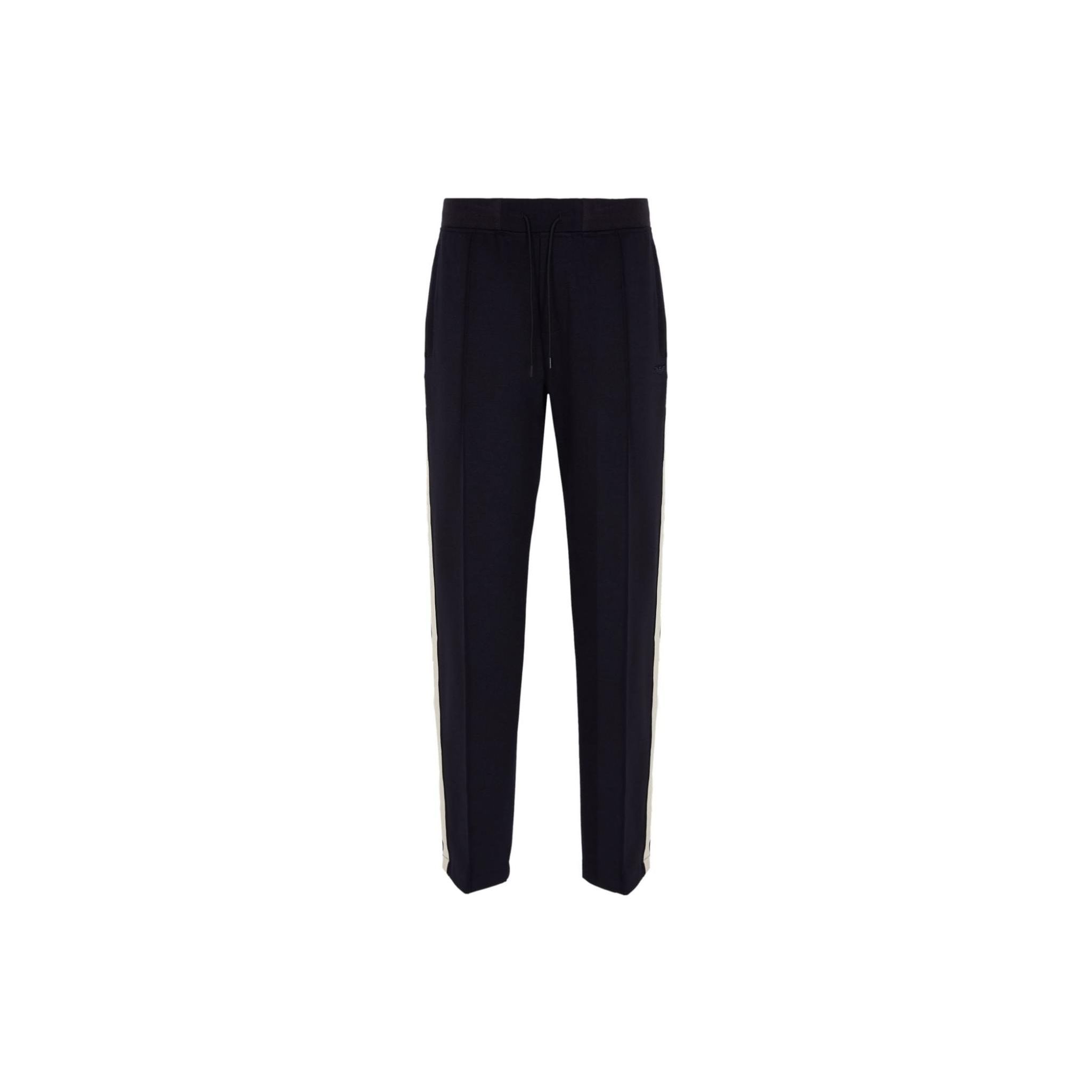 Emporio Armani FW23 Striped Comfortable Drawstring Knitted Sweatpants Men bottoms Black 6R1PQ31JHQZ0999 XL