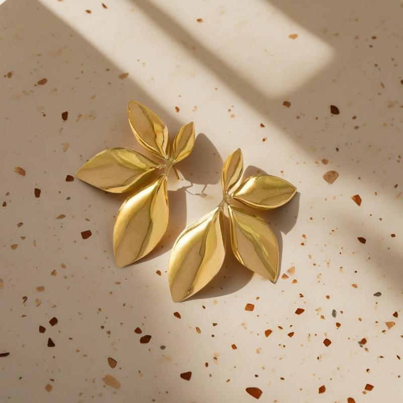 Retro Edelstahl Blumenstecker für Damen - Poliertes Unregelmäßiges Blütenblattdesign