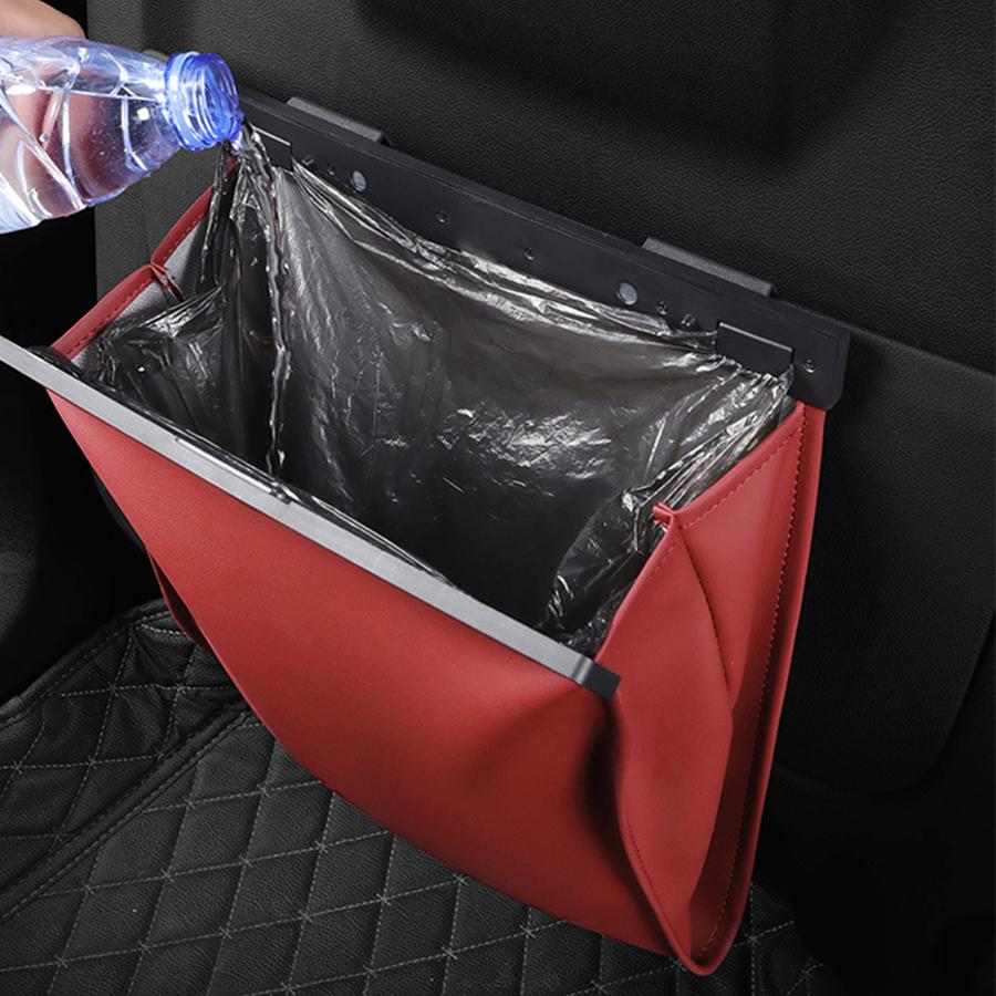Car Leather Garbage Bag Factory Direct Sales Rear Seat Backrest Hanging Magnetic Absorption Car Interior Cleaning Products