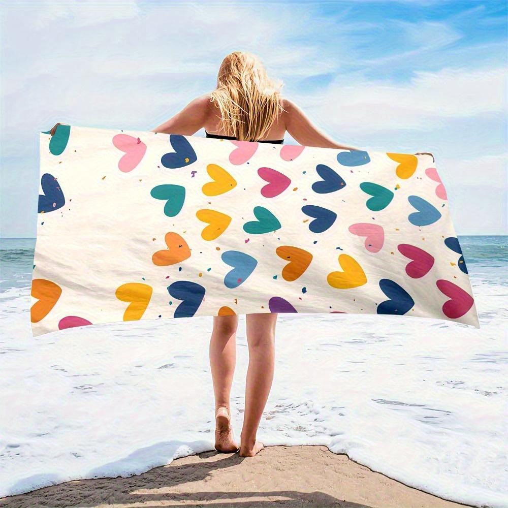 Colorful heart-shaped white pattern sunscreen and windproof suitable for beach pool camping travel beach blanket