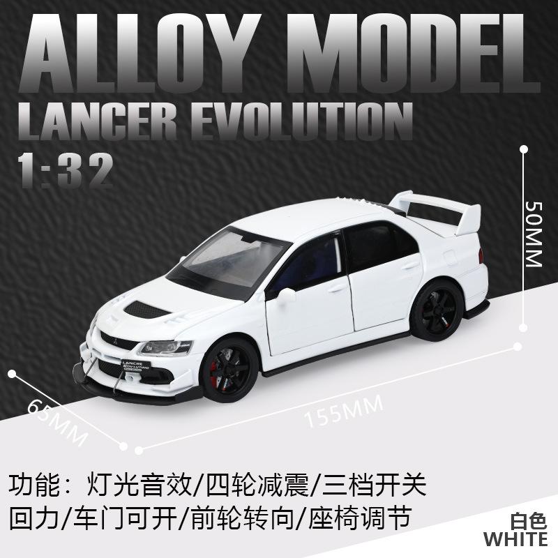 cwtnuk1 1:32 Simulation Mitsubishi EVO 9 Racing Car Model 6 Doors Openable Sound Light Pull Back Alloy Vehicle Toy Kids Gift Decoration