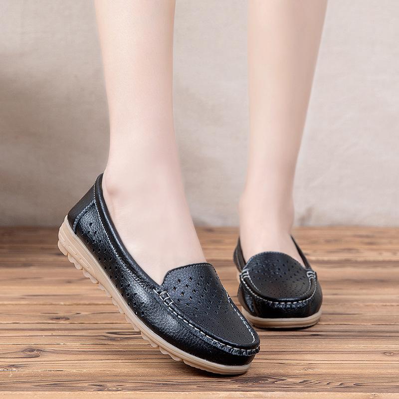 Leather shoes soft-soled women's shoes women's casual flats beef tendon sole one-pedal single shoes