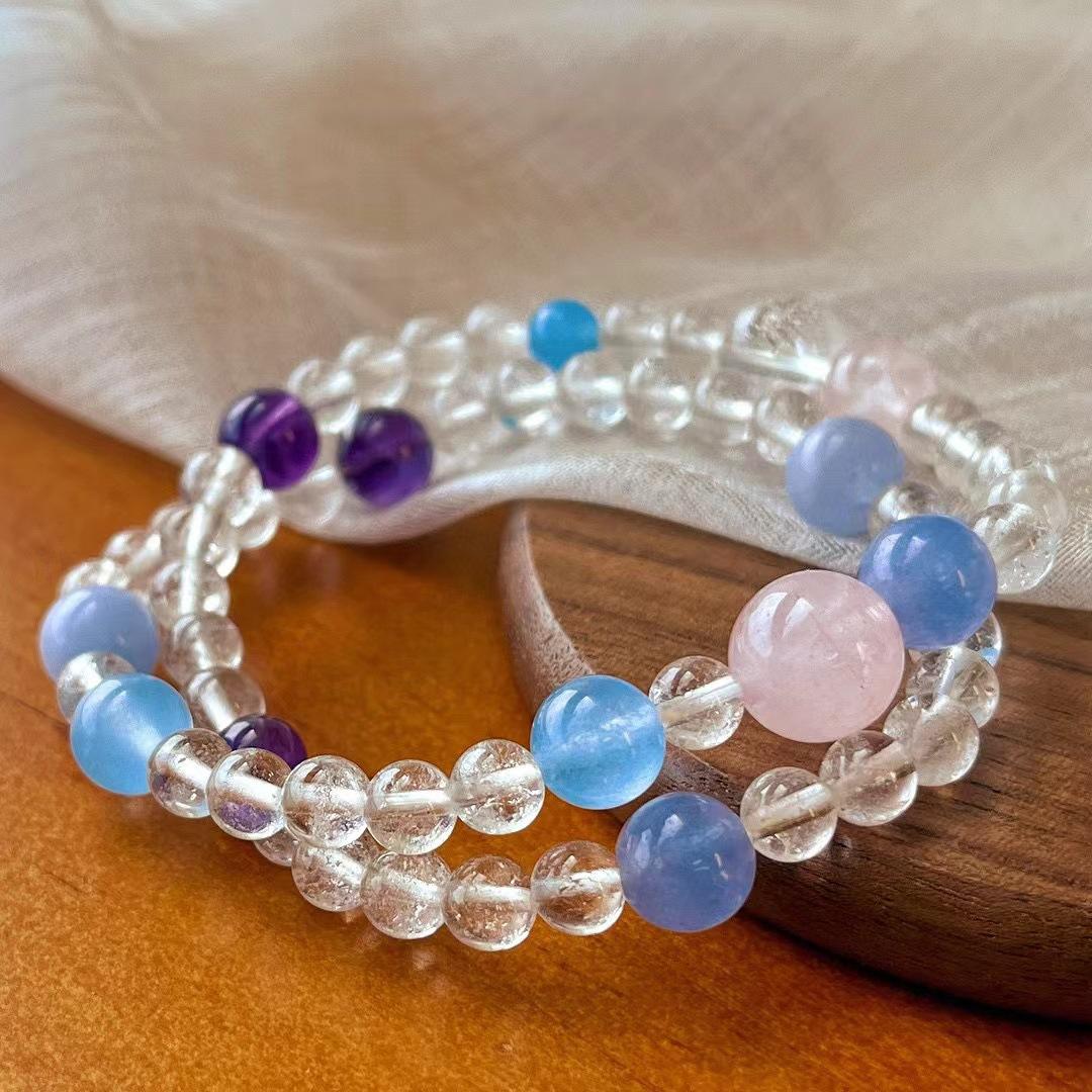 Retro Natural White Crystal Amethyst, A Variety Of Wearing Methods, Multi-Circle Bracelet, Atmosphere Bracelet.