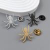 Fun spider gold-plated badge, suit lapel pin stainless steel black, women's anti-exposure button, men's brooch