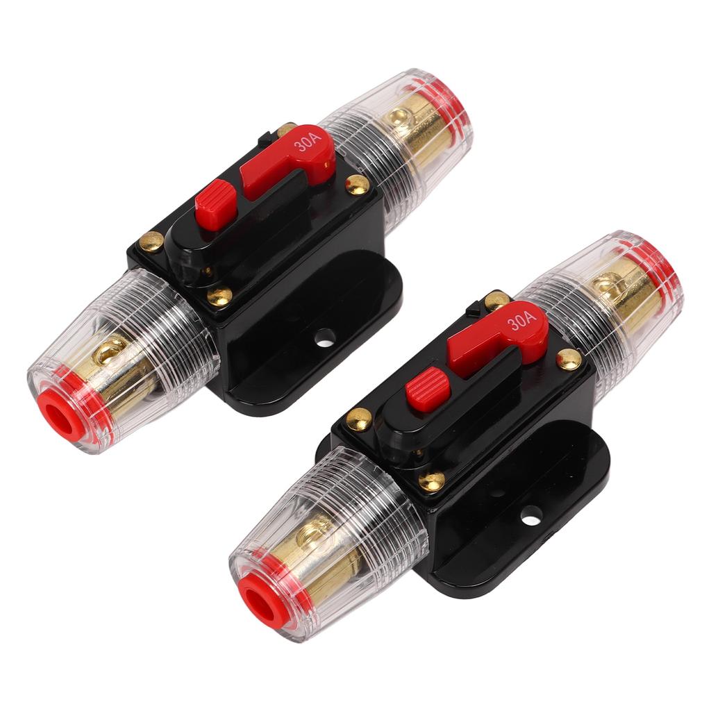 12‑24V Inline Circuit Breaker with Manual Reset Fuse Holder Battery Lugs Heat Shrink Tubes for Car Boat Audio System