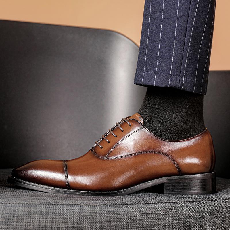 Fashion New Style Men's Shoes Formal Dress Shoes Male Oxfords Men Genuine Leather Office Shoes Elegant Wedding Party Lace-up Shoes