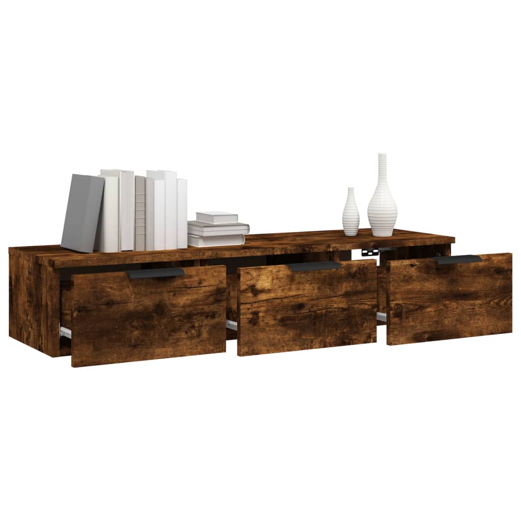 Wall Cabinet Smoked Oak 102 X 30 X 20 Cm Engineered Wood