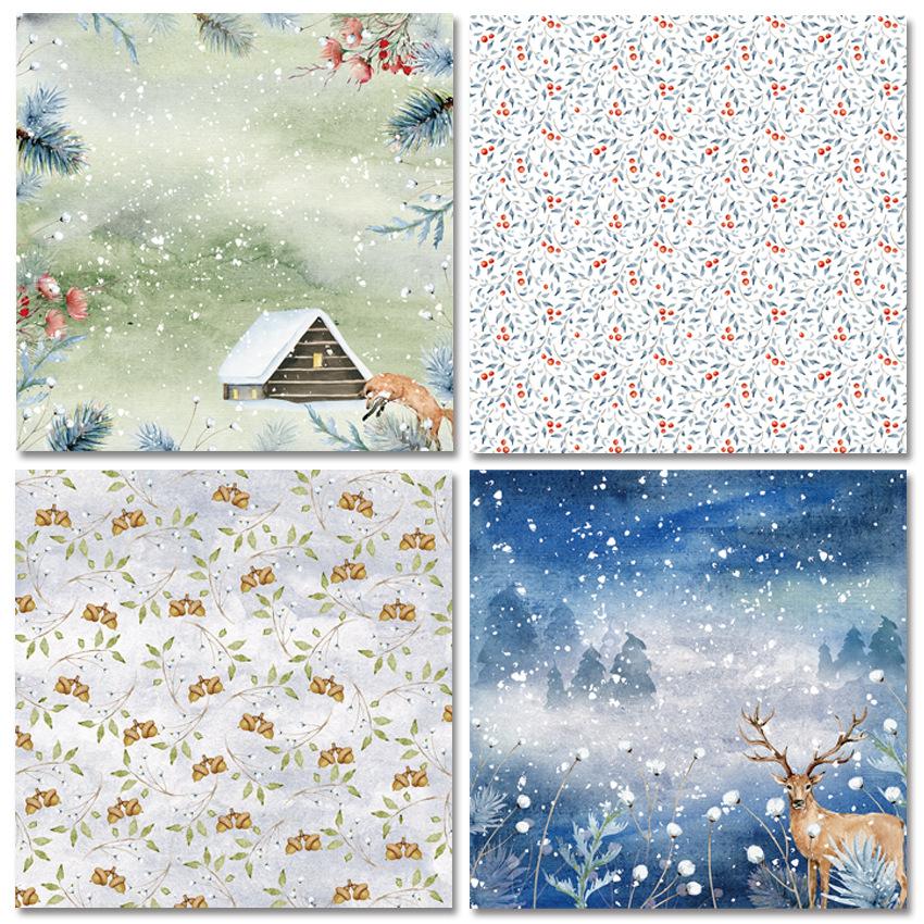 24 Sheets Christmas Snowman Deer Craft Paper Pads Cutting Dies Art Background Origami Scrapbooking Card Making