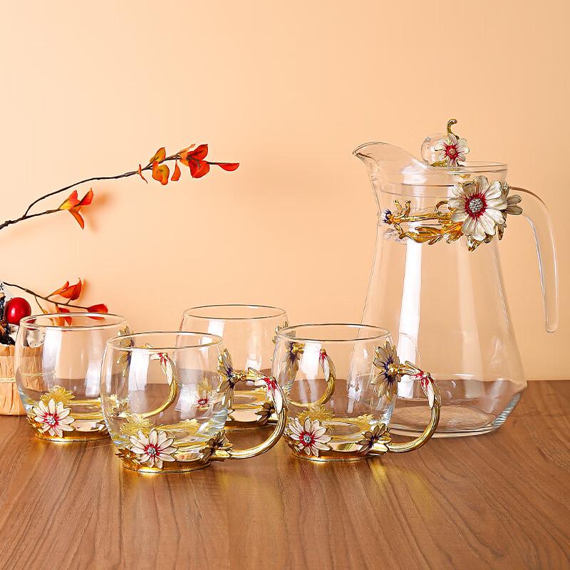 Shangqi Daisy Enamel Glass Tea Set