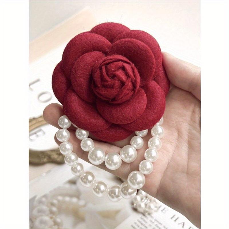 1pc Elegant Women's Camellia Flower Faux Pearl Tassel Brooch Pin for Shirt Collar Clothing Accessory, Party and Wedding Gift Valentines