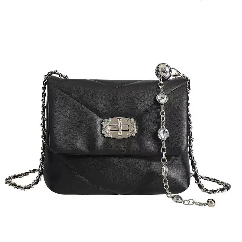 Black Diamond Bead Chain Crossbody Bag – Women’s 2025 Luxury Fashion 