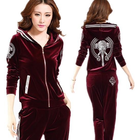 Treninguri de catifea pentru femei cu jachetă cu glugă și pantaloni Toamnă Primăvară Largi Casual Îmbrăcăminte Sport Set de îmbrăcăminte sport din două piese