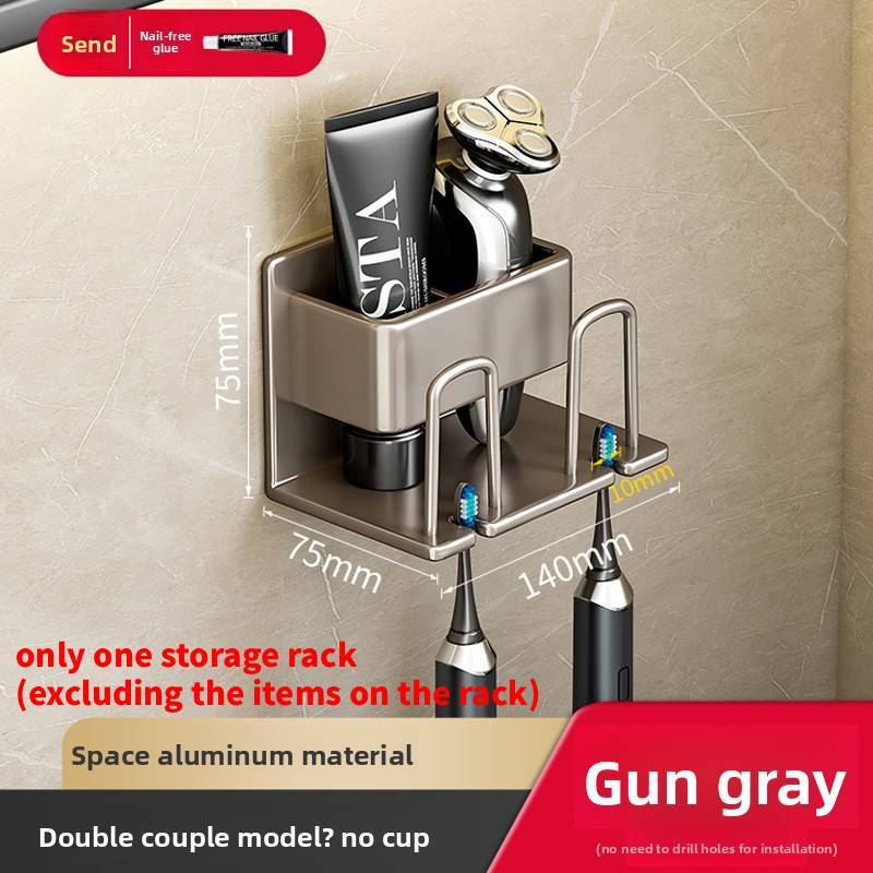 Modern Minimalist Wall Mount Hair Dryer Holder With Antislip Surface For Bathroom Storage