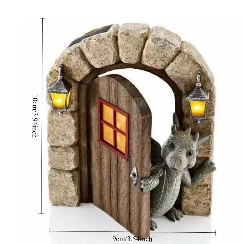 Dragon Garden Decoration Resin Statue Fairy Gate Courtyard Art Outdoor and Garden Door Opening Dragon Wall Carving Decoration (Door Opening)