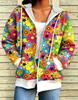 Women's Casual Color Block Hoodie Drawstring Zipper Jacket Streetwear Style with Pockets