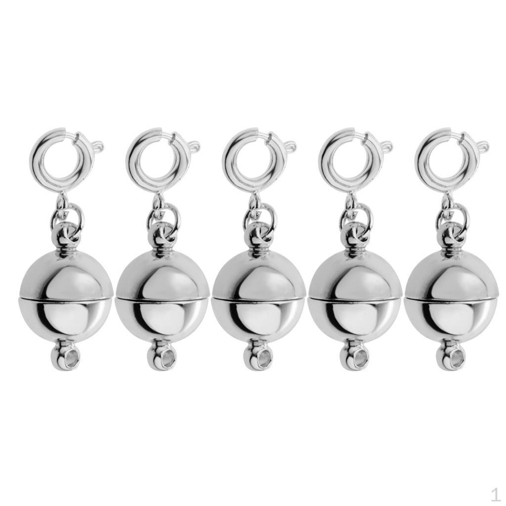 

5 Pieces 8 / 10mm Brass Smooth Round Ball Clasp Silver 8mm