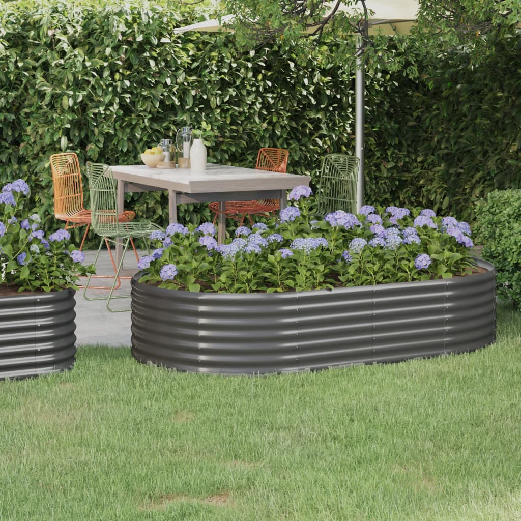 Vidaxl Podwyższona Donica, Malowana Proszkowo Stal 175X100X36 Cm Szara