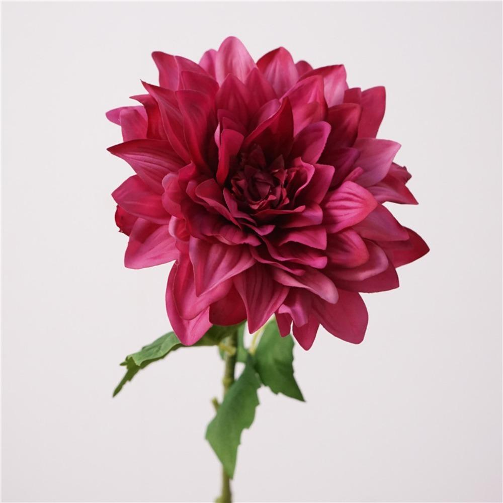 61CM Artificial Dahlia Flowers Green Leaves Simulation Dahlias Branch  Hotel Wedding Decoration