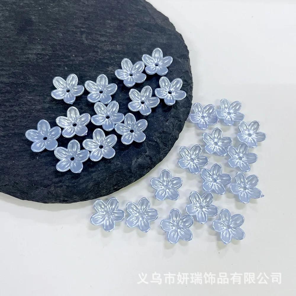 ZW18 100PCS 12mm Plating Petal Flower Beads Acrylic Frosted Handmade Minimalist Flower Bowknot Beads DIY Bracelet DIY Wholesale