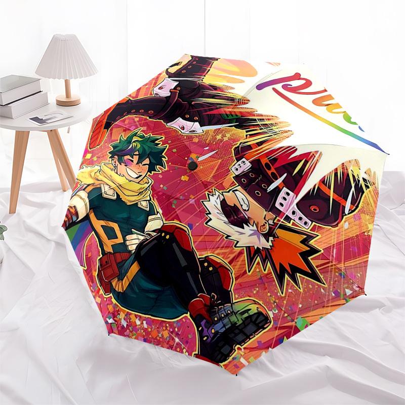 1pc Boku no Hero Academia Outdoor Umbrella - Automatic Opening/Closing, Portable Tri-Fold Design with 8-Rib Iron Frame, Perfect Gift for Fans, Tr