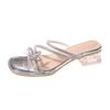 Fairy Wind Bow Rhinestone Temperament High Heel Crystal Sandals Women's Summer Wear 2025 New French Thick Heel Slippers