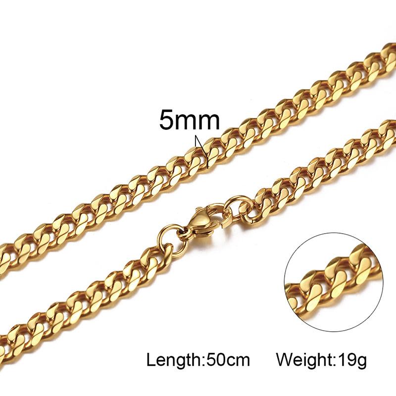 3/5/7/9/11MM Cuban Chain Necklaces for Men Women,Stainless Steel Curb Link Chain Collar,Zircon Gift for Dad Husband BFF