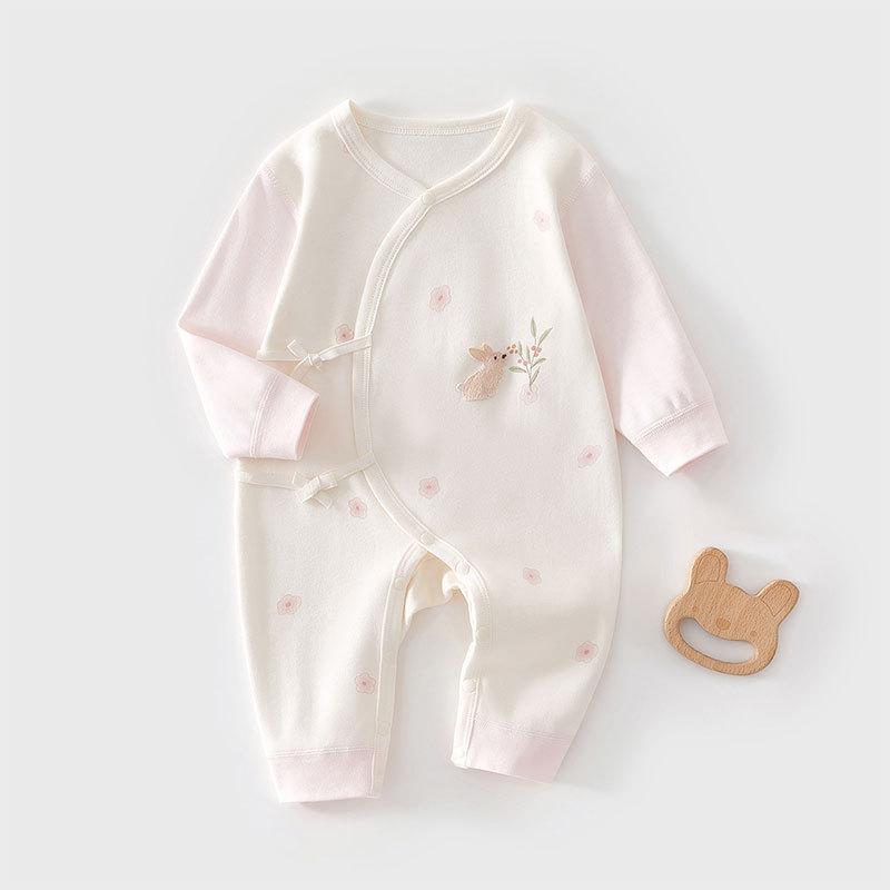 

Newborn Baby Kimono Romper, Cotton Seamless Infant One Piece Outfit, Long Sleeve Butterfly Style Crawling Pajamas for Spring Autumn 52