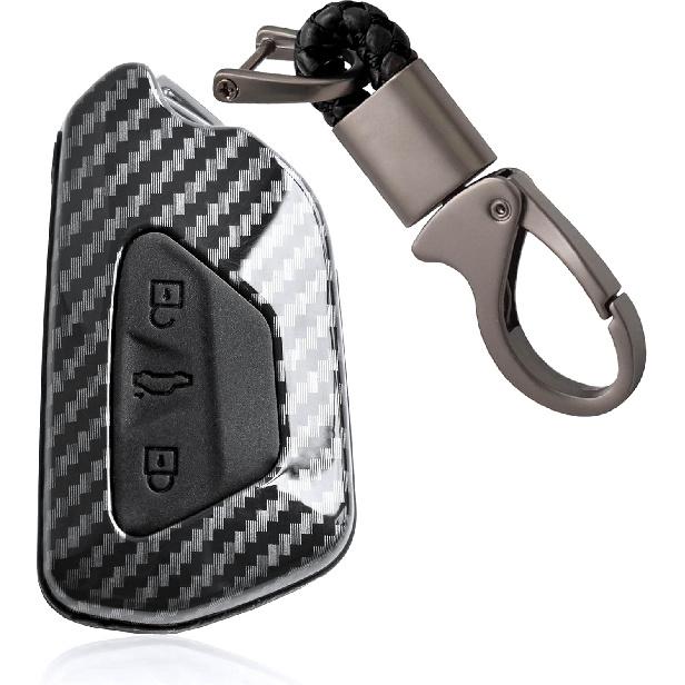 

SANRILY Carbon Fiber Texture Key Fob Cover for VW ID.4 Golf 8 ID.3 Skoda Octavia Seat Leon MK4 Keyless Keychain Holder ABS Plastic+Silicone Full углеродного волокна черного