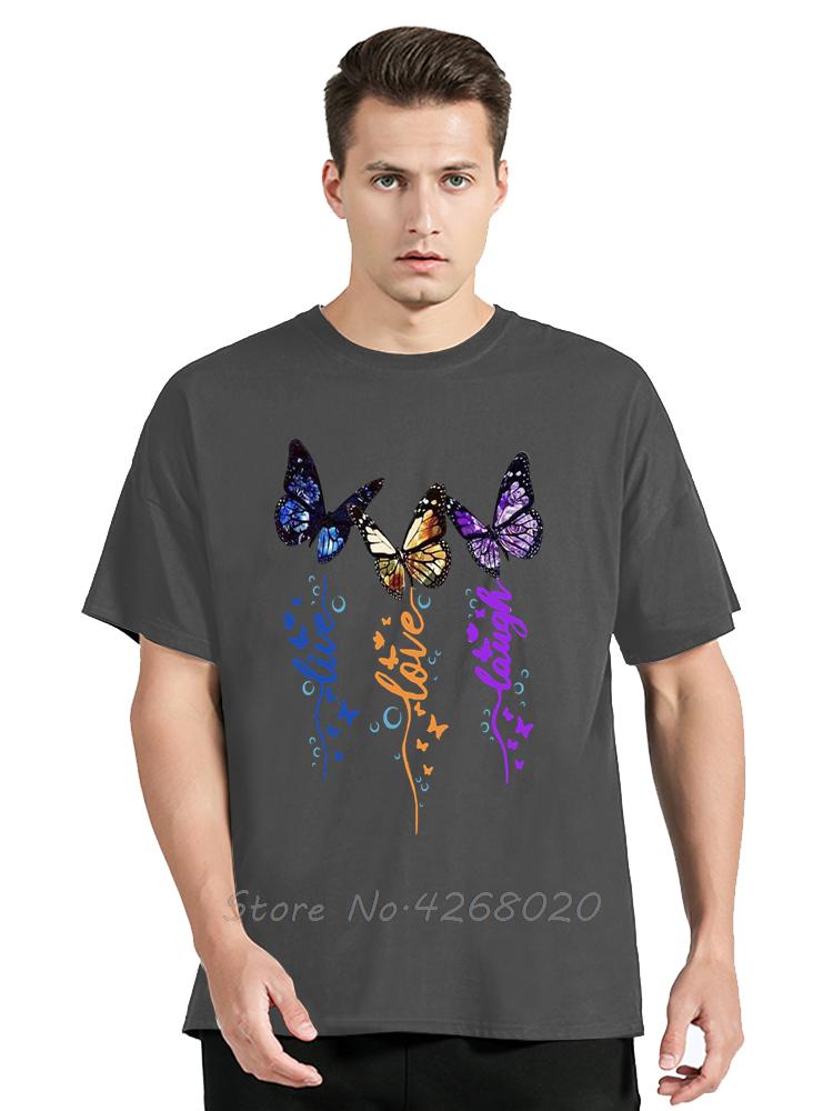 Mens Clothing Colorful Butterfly Petal Oversized Tshirt Short Sleeve Round Cotton Tshirt Cute Graphic Fitness T Shirt Female
