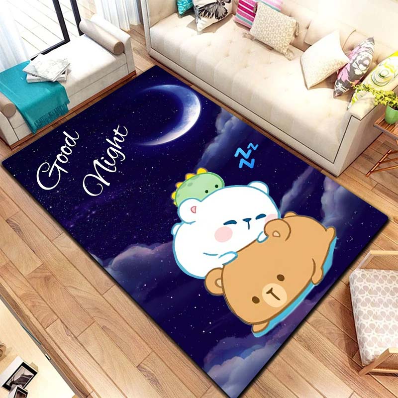 Bubu and Dudu Cartoon Area Rug Kawaii Bear Print Floor Mat Non Slip Carpet For Bedroom Living Room Kids Playroom Home Decor Gift
