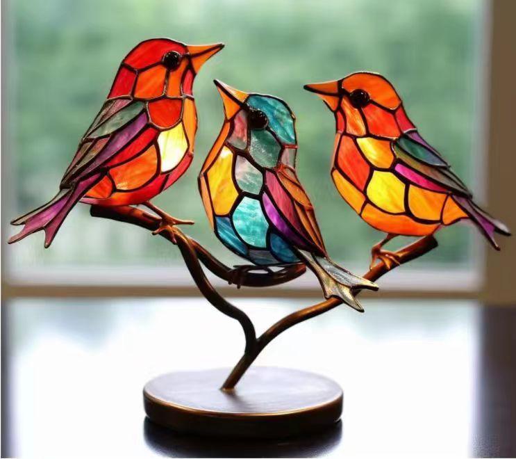 Metal Bird Ornaments Home Decoration Ornaments Hundred Flower Bird Acrylic Home Decoration Living Room and Bedroom Decoration
