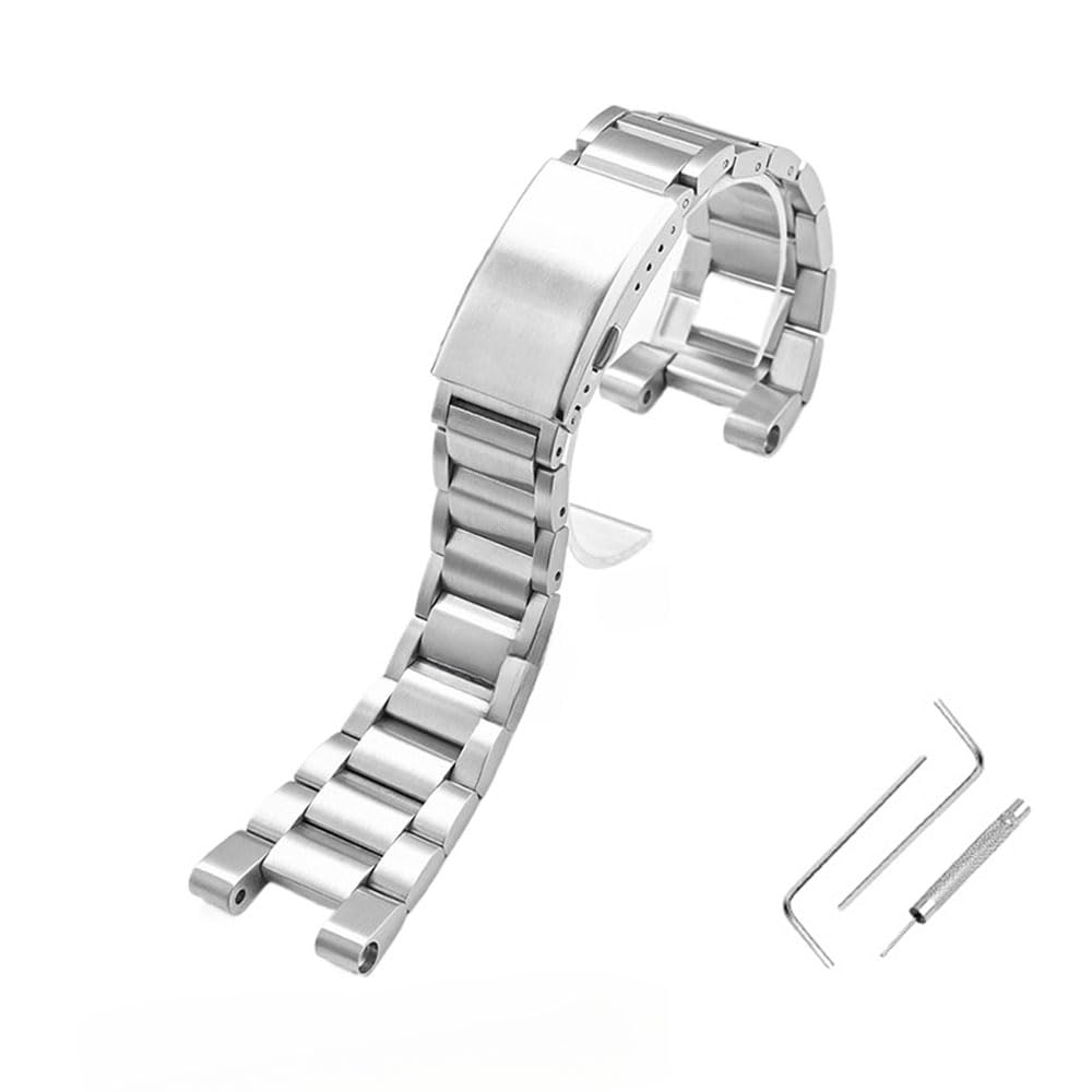 [syzynicy] Solid Stainless Steel Strap Compatible with G-SHOCK GST-B100/S110, GST-410/210, and GST-W100/W300 (Silver)