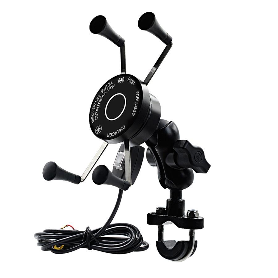 

2in1 Motorcycle Phone Mount Holder With Wired Wireless Charger Fast Charging