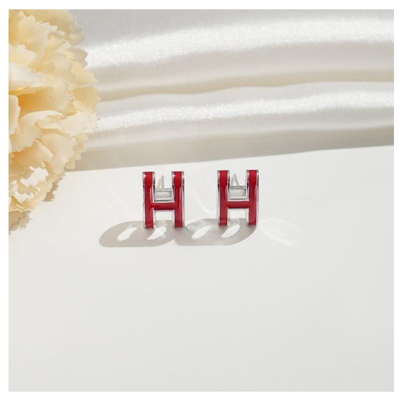 Minimalistische Stud Oorbellen met Letter H en Druipolie voor Dames Licht Luxe Mode Sieraden