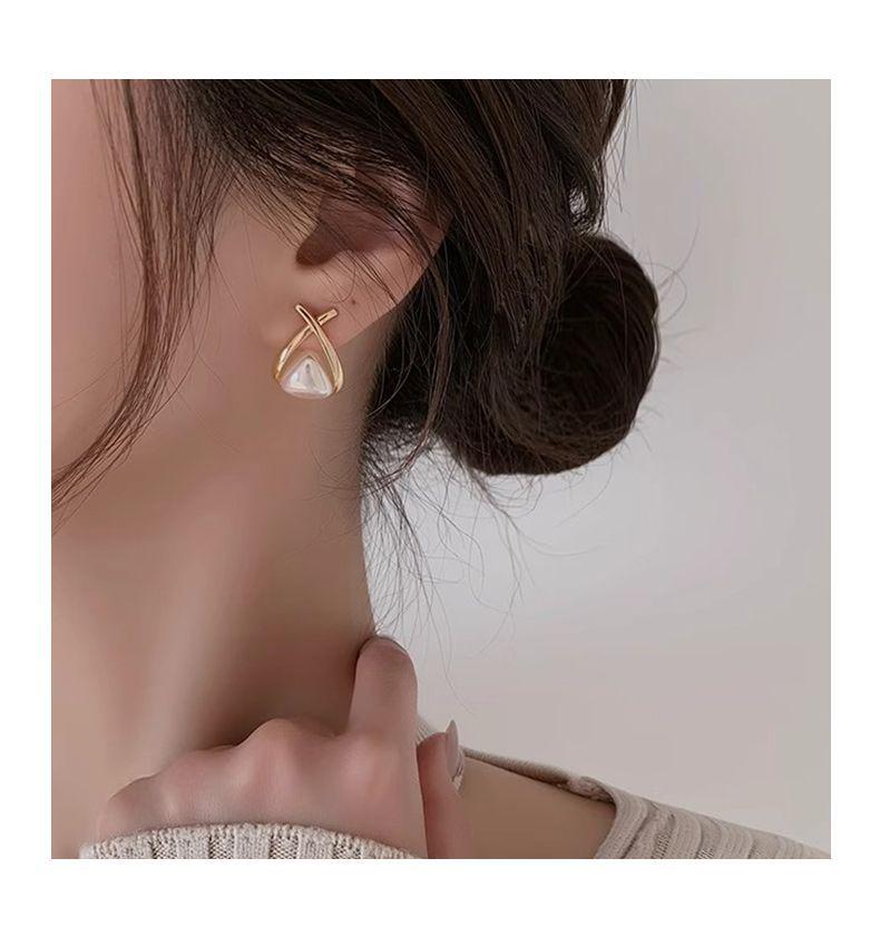 925 Silver Needle French Cross Earrings - Elegant High-End Studs