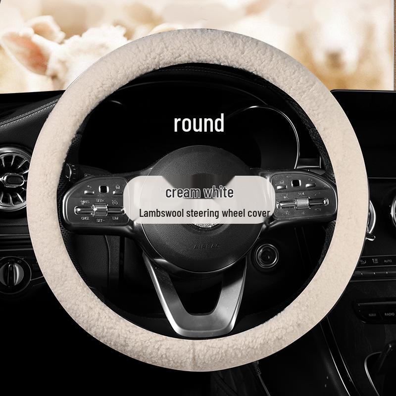 

Роскошная зимняя оплетка на руль из овечьей шерсти, диаметр 38 см, унисекс 38cm