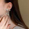 Fashionable Imitation Pearls Ear Clips Exquisite Pearls Beaded Bowknot Dangle Ear Studs for Daily Wear Dates Parties
