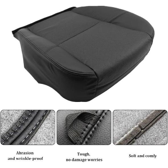 GXARTS Front Driver Or Passenger Side Bottom Replacement Perforated Leather Seat Cover Black Compatible with Cadillac Escalade Escalade ESV Escalade