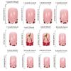 24x Leopard Print False Nail Fruit Artificial Nail French Tip Full Cover Stick On Nail Glossy Press On Nail for Woman