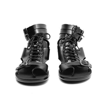 Lace-Up Sandals Men Shoes Men's Fashion Leather High Top Sandals Versatile Men's ROMAN SANDALS Non-slip Beach Summer Sandals