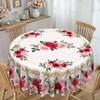 Pastoral Pink Roses, Round Tablecloth With Gold Border, Romantic Household Table Cloth, Dining Room Decoration