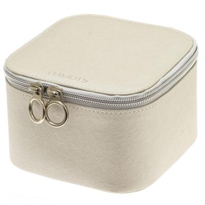 [Q9922] - 'Zip'n Go' Satin Beige Zipped Jewelry Box - 14x14x9. 5cm