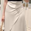 Dámská midi sukně s vysokým pasem, design rybího ocasu, sukně z imitace hedvábí, hladká saténová zeštíhlující pouzdrová sukně pro každodenní nošení