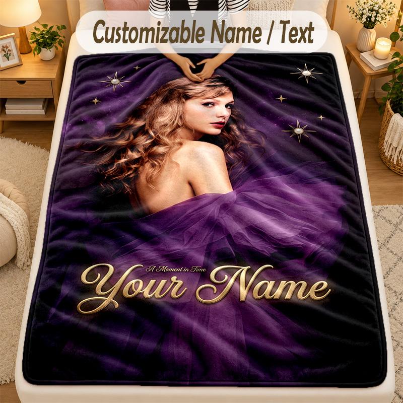Flannel BlanketTaylor Swift Custom Name Text Personalized Soft Warm Throw Blanket Home Decor Gift