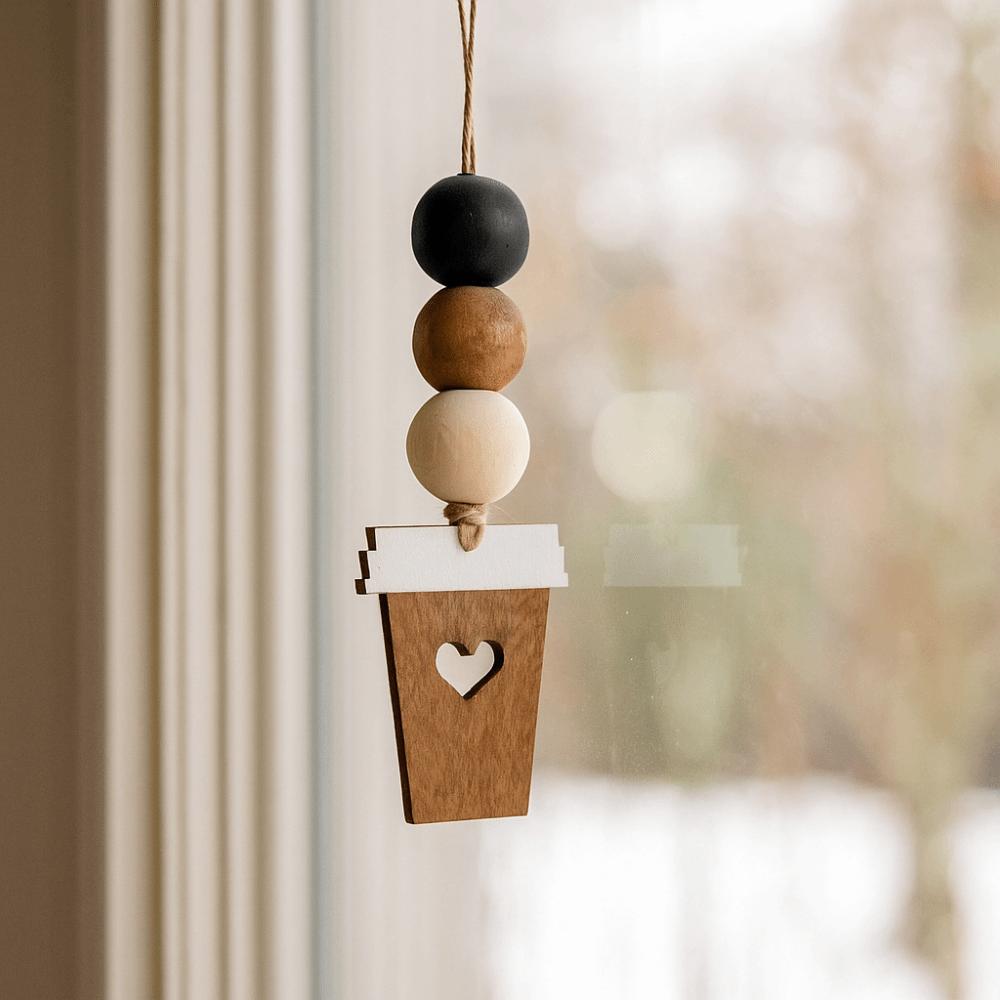 2Pcs Wooden Coffee Shop Signage Vintage DIY Hanging Decor Coffee Cup Doorplate Gift